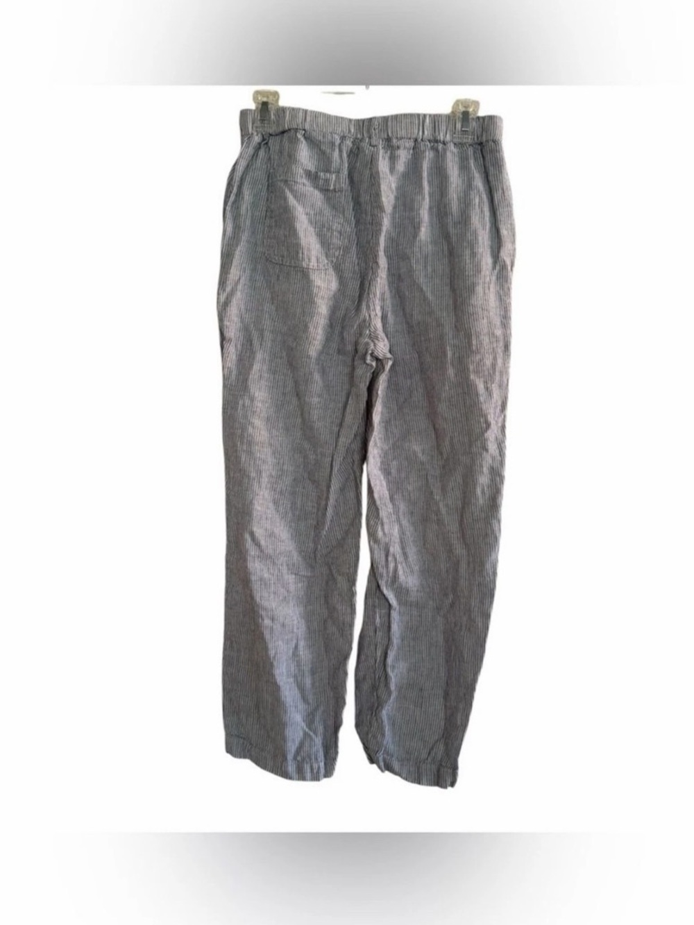 Quince 100% European Linen Pants Blue Pinstripe Coastal - Nautical Resort